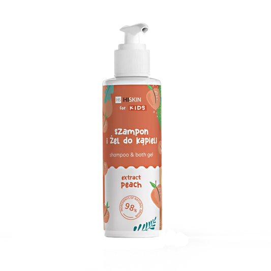 Hiskin persikų kvapo vaikiškas šampūnas ir vonios gelis, 280 ml