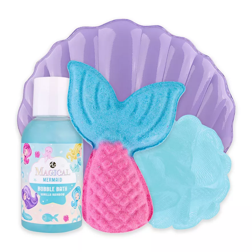 Magical Unicorn & Mermaid vonios rinkinys su kosmetine