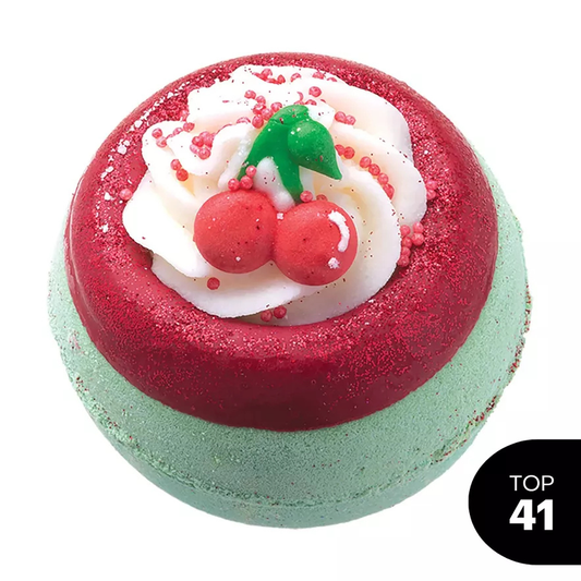 Drėkinantis vonios burbulas BOMB COSMETICS Cherry On Top su kakavos sviestu ir vyšnių aromatu