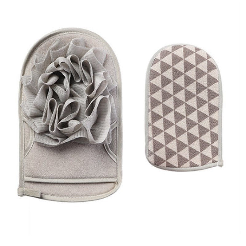 Dvipusė šveičiamoji kempinė pilkos ir rusvos spalvos, skirta švelniai odos priežiūrai