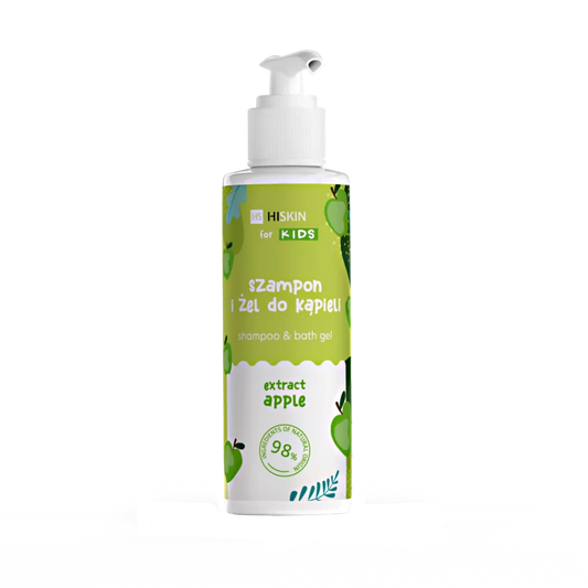 Hiskin obuolių kvapo vaikiškas šampūnas ir vonios gelis, 280 ml