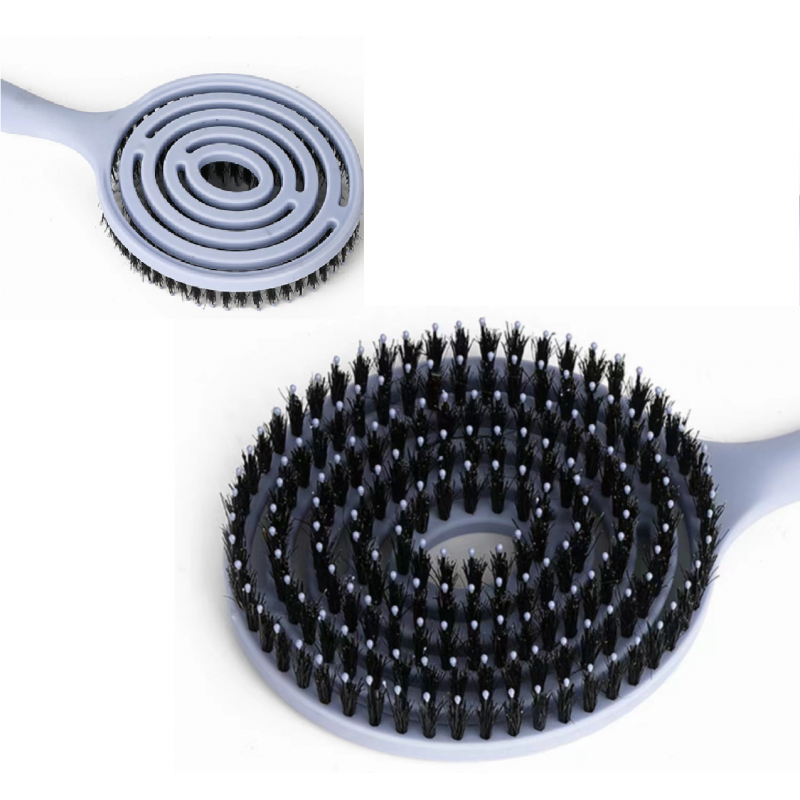 Plaukų šepetys su nailoniniais spygliukais ir mišriais šereliais, tinka sausiems ir drėgniems plaukams