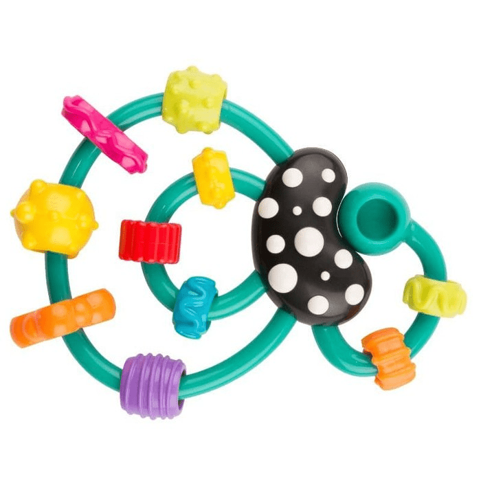 Spalvingas PLAYGRO sensorinis barškutis kūdikių jutiminiam lavinimui