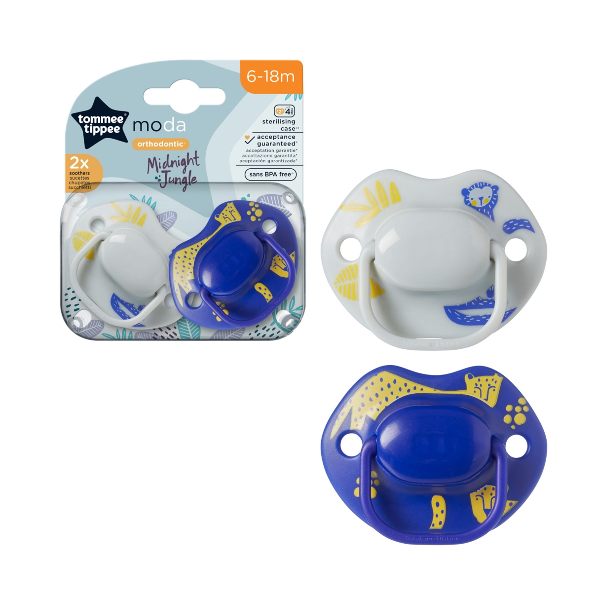 TOMMEE TIPPEE Moda ortodontiniai silikoniniai čiulptukai 6-18 mėnesių kūdikiams, 2 vnt. pakuotė