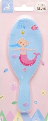 Vaikiškas pastelinis plaukų šepetys su undinėlės dizainu, kompaktiškas