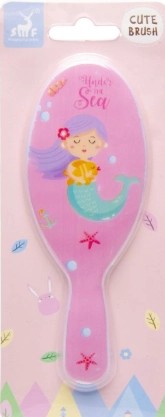 Vaikiškas pastelinis plaukų šepetys su undinėlės dizainu, kompaktiškas