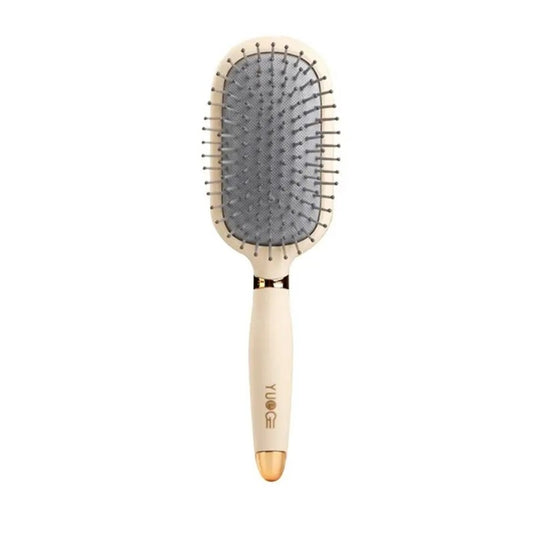 YOEG kreminės spalvos plaukų šepetys su ergonomiška rankena, tinka sausiems ir drėgniems plaukams