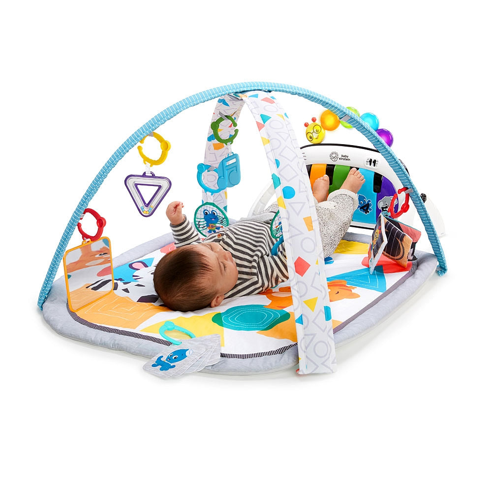 Interaktyvus Baby Einstein kilimėlis kūdikiams su gulėjimo ir sėdėjimo padėtimis.